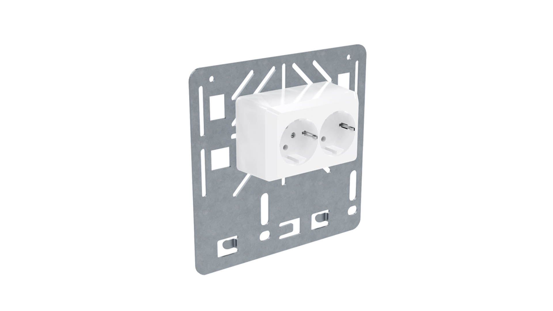 Mounting plate + outlet socket IP21 180x175 mm