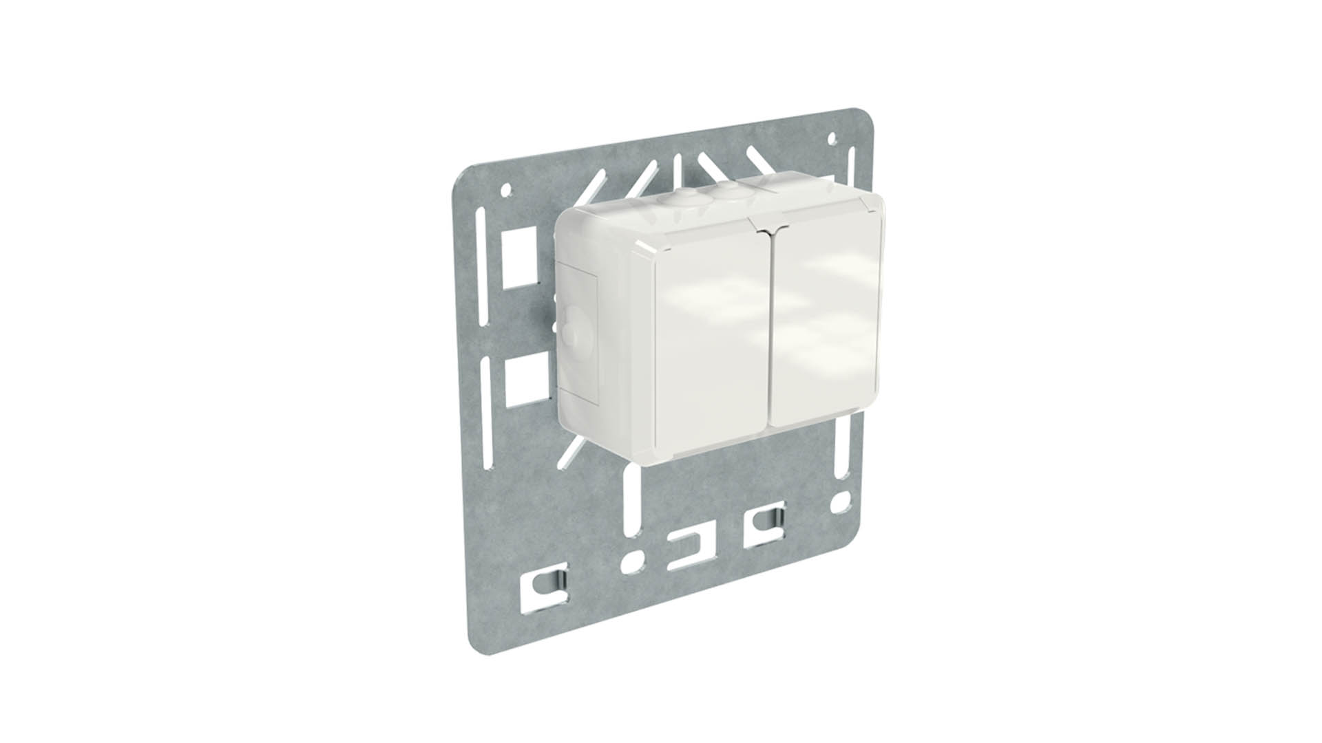 Mounting plate + outlet socket IP55 180x175 mm