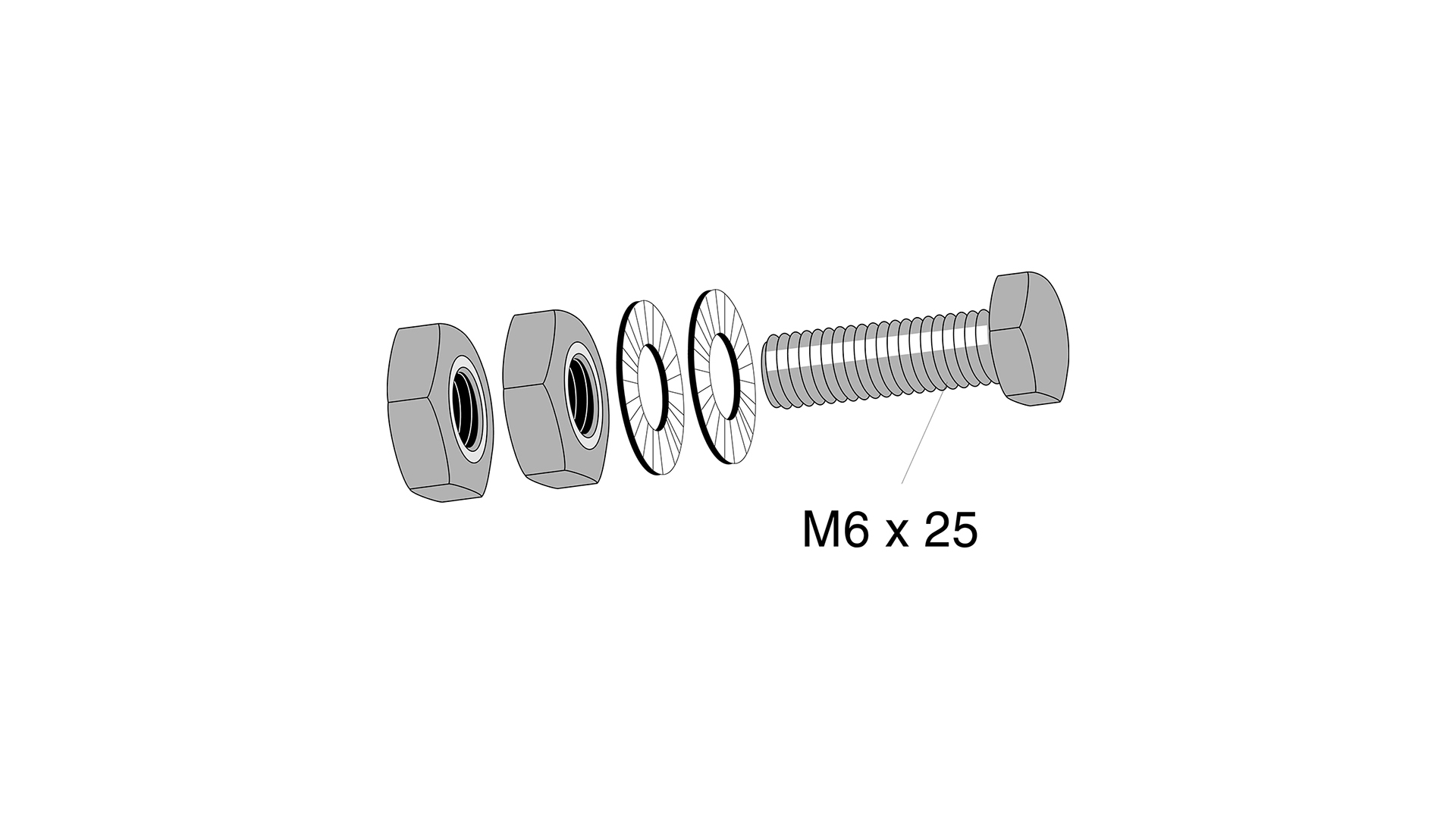 Earth bolt set M6x25 mm