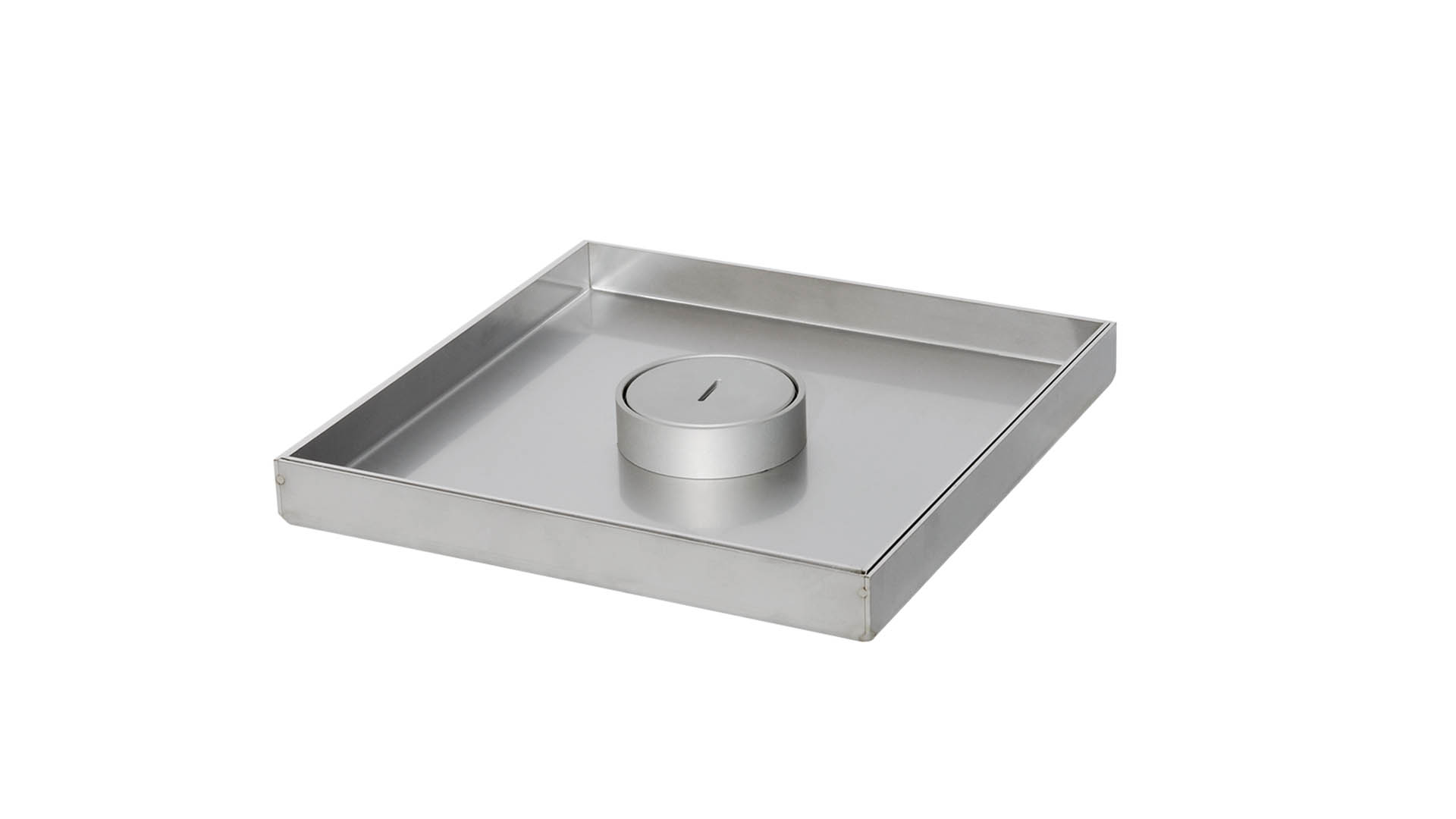 Stainless cover with tube outlet 261x261 mm Min. height 95 mm