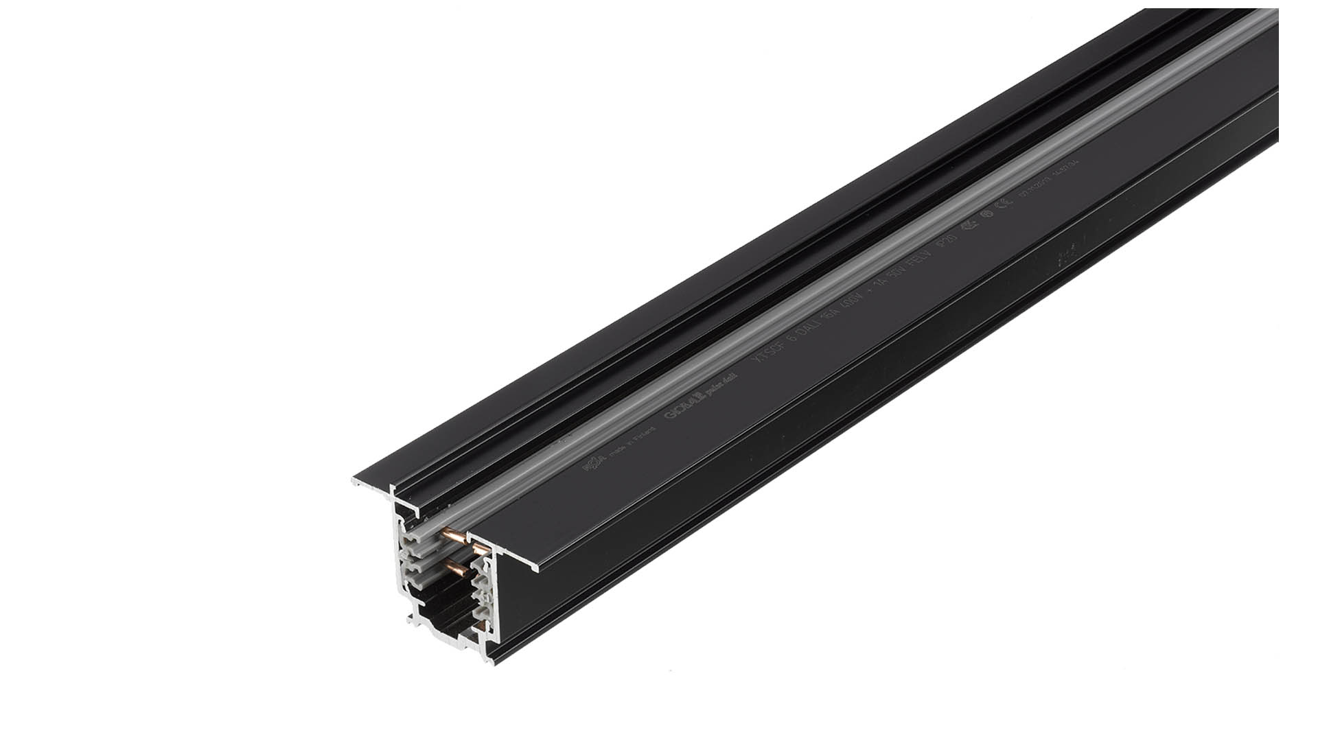 Kontaktskena Pulse 3-fas infälld, 1 m Svart
